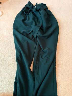 Grace Karin- High-Waist Paperbag Trousers in Emerald Green